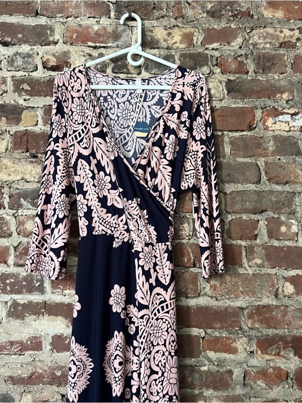 Pinkblush Navy and Blush Floral Wrap Maxi Dress - Picture 3 of 5